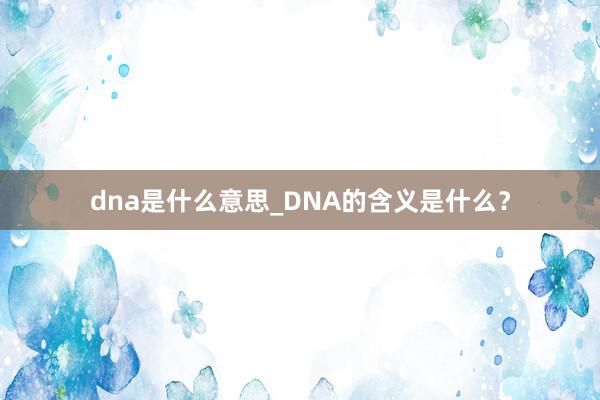 dna是什么意思_DNA的含义是什么？